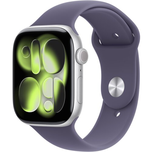 Apple Watch 11 GPS 42mm koperta z aluminium (srebrny) + pasek sportowy rozmiar M/L (mleczny fiolet)