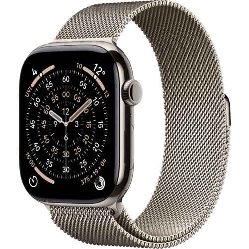 Apple Watch 11 GPS + Cellular 42mm koperta z tytanu (naturalny) + pasek sportowy rozmiar S/M (górska szarość)