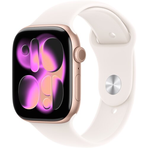 Apple Watch 11 GPS + Cellular 46mm koperta z aluminium (różowe złoto) + pasek sportowy rozmiar S/M (łagodny róż)