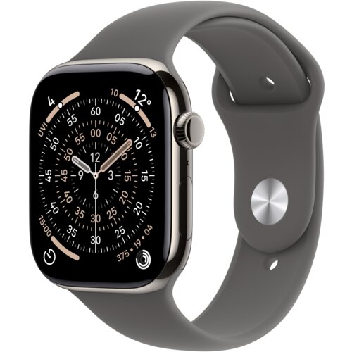 Apple Watch 11 GPS + Cellular 46mm koperta z tytanu (naturalny) + pasek sportowy rozmiar S/M (górska szarość)
