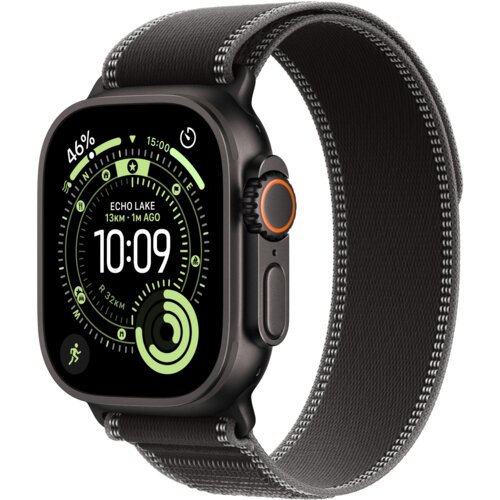 Apple Watch Ultra 3 GPS + Cellular 49mm koperta tytanowa (czarny) + pasek Trail rozmiar M/L (czarny/węgiel drzewny)