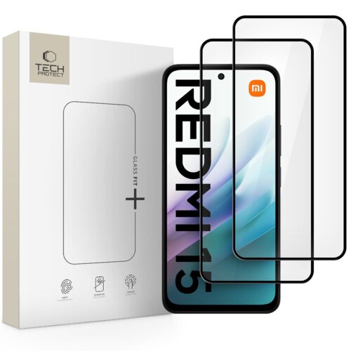 Szkło hartowane TECH-PROTECT Glass Fit+ do Xiaomi Redmi 15 4G/5G Czarny (2 szt.)