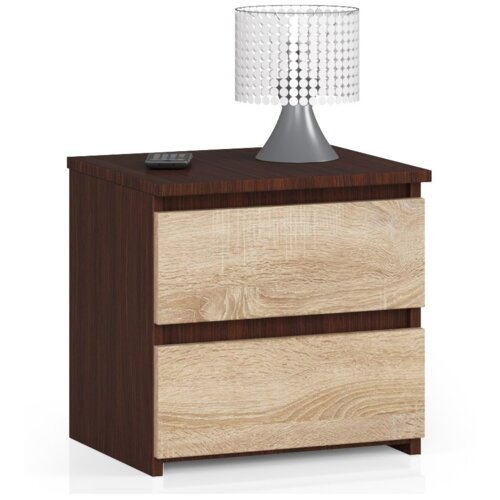 Szafka nocna AKORD CL2 Wenge 40 cm 2 szuflady kolor Dąb Sonoma mat 40x35x40 cm