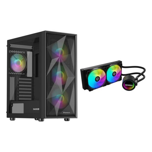Obudowa GENESIS Diaxid 605 ARGB Czarny + Chłodzenie wodne GENESIS Hydria 240 ARGB
