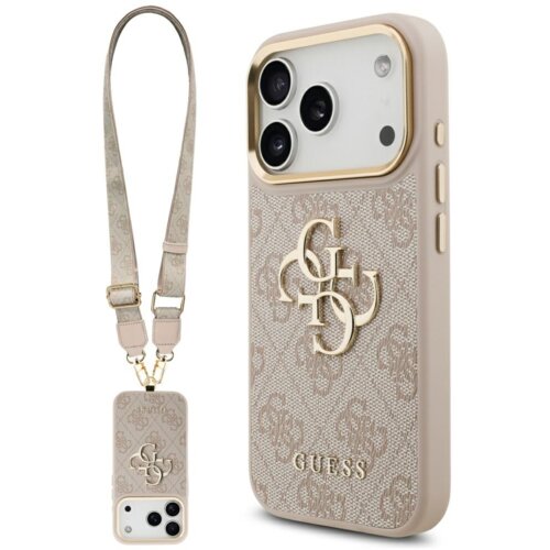 Etui GUESS 4G Big 4G Classic Logo Big Strap Metal Buttons do Apple iPhone 17 Pro Różowy