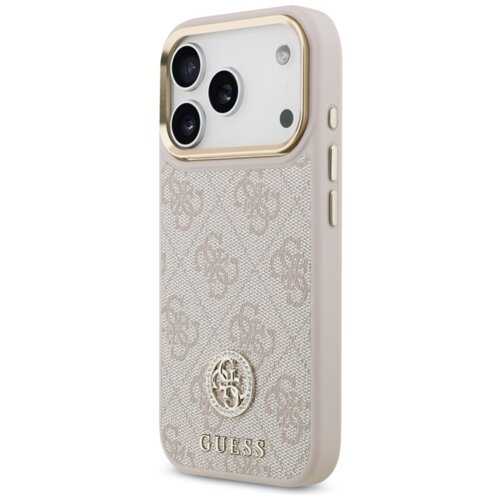 Etui GUESS 4G Strass Logo & Big Strap Metal Buttons MagSafe do Apple iPhone 17 Pro Różowy