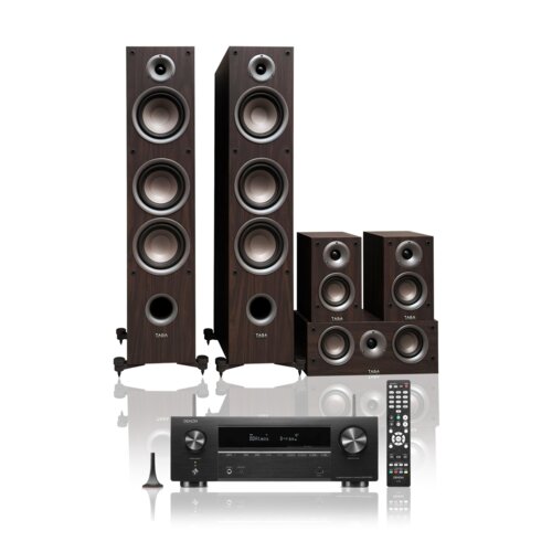 Zestaw Kina domowego DENON AVR-X1700H + Kolumny Glośnikowe 5.0 TAGA HARMONY TAV-507 CZ+WENGE 7.2-kanałowy, 4K, DTS:X, BT, HDR10