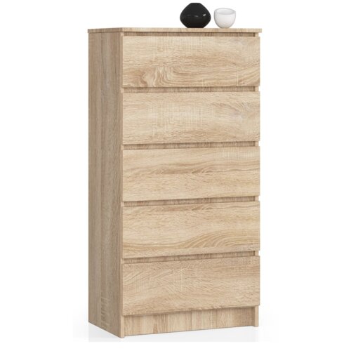 Komoda AKORD K60 Dąb Sonoma 60 cm 5 szuflad kolor Dąb Sonoma mat 60x40x121 cm