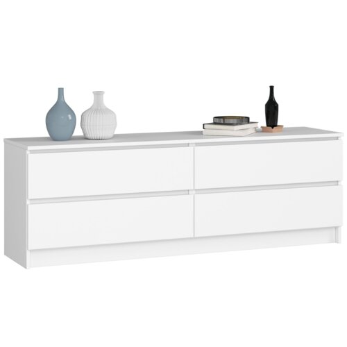 Komoda AKORD K160 Biała 160 cm 4 szuflady kolor Biały mat 160x40x55 cm