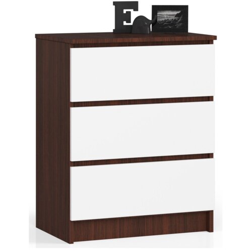 Komoda AKORD K60 Wenge 60 cm 3 szuflady kolor Biały mat 60x40x77 cm