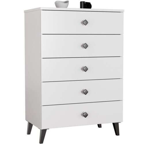 Komoda AKORD MOBI Biała 60 cm 5 szuflad kolor Biały mat 60x37x89 cm