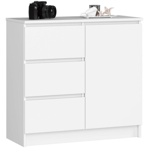 Komoda AKORD JERRY Biała 80 cm 1 drzwi 3 szuflady kolor Biały mat 2 półki 80x35x77 cm