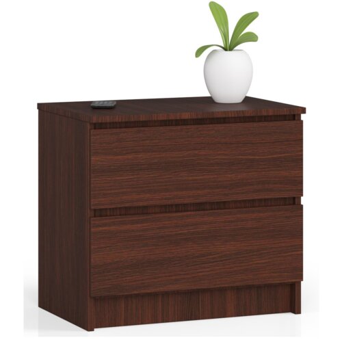 Szafka nocna AKORD K60 Wenge 60 cm 2 szuflady kolor Wenge mat 60x40x55 cm