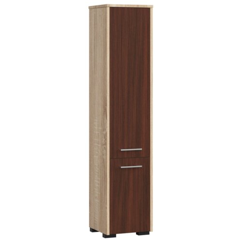 Słupek łazienkowy AKORD FIN Dąb Sonoma 30 cm 2 drzwi kolor Wenge mat 5 półek 30x30x140 cm