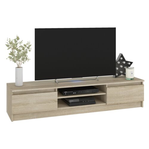Szafka RTV AKORD Dąb Sonoma 240 cm Zestaw z 2x szafka wisząca 4 drzwi kolor Dąb Sonoma mat 8 półek 240x40x140 cm