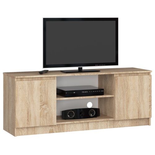 Szafka RTV AKORD Dąb Sonoma 140 cm 2 drzwi kolor Dąb Sonoma mat 2 półki 140x40x55 cm