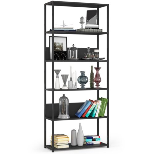 Regał industrialny AKORD metalowy Czarny 80 cm kolor Czarny mat 6 półek 80x32x192 cm
