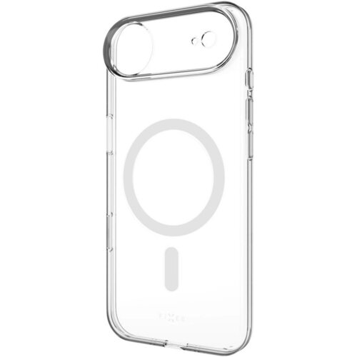 Przezroczyste etui na telefon z widocznym okrągłym wzorem na środku, przeznaczone do urządzeń z funkcją MagSafe. Na dole etui znajduje się napis "FIXED".