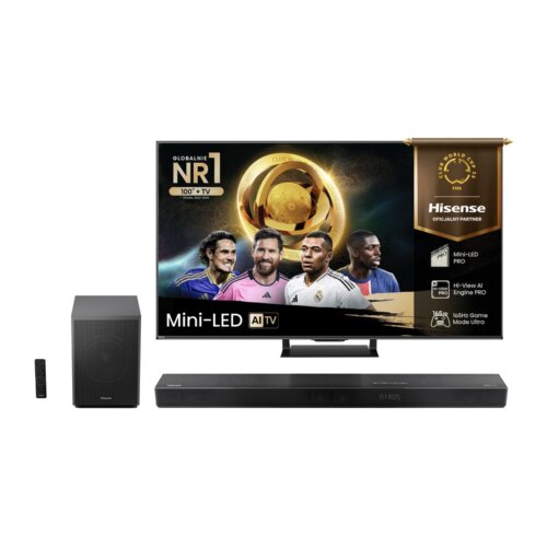 Telewizor HISENSE 55U78Q Pro 55" MINILED 4K 165Hz VRR VIDAA Dolby Vision Dolby Atmos HDMI 2.1 + Soundbar HISENSE U3120G Czarny 3.1.2-kanałowy, Bezprzewodowy Subwoofer, HDMI eARC, Bluetooth, Dolny Atmos, DTS:X