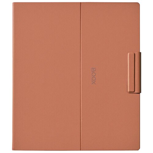 Brązowe etui z klawiaturą do urządzeń Onyx Boox Note Max/Tab X, z widocznym napisem "BOOX" na powierzchni. Etui ma prosty design z zapięciem po jednej stronie.