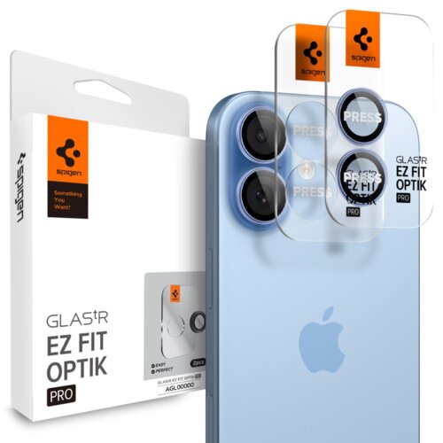 Nakładka na aparat SPIGEN Optik Pro Glas.tR EZ FIT do Apple iPhone 16/16 Plus/17 Niebieski (2 szt.)