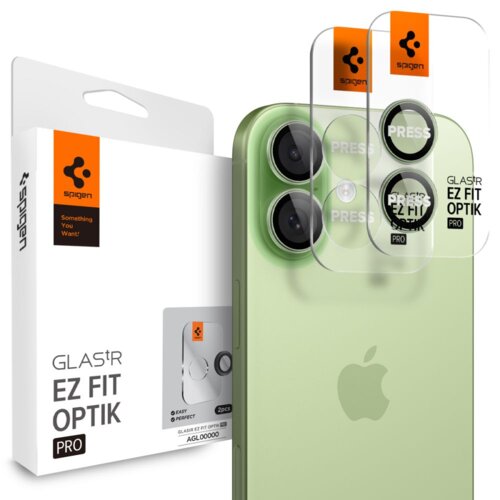 Nakładka na aparat SPIGEN Optik Pro Glas.tR EZ FIT do Apple iPhone 16/16 Plus/17 Zielony (2 szt.)