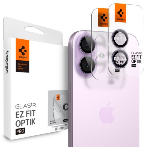 Nakładka na aparat SPIGEN Optik Pro Glas.tR EZ FIT do Apple iPhone 16/16 Plus/17 Fioletowy (2 szt.)