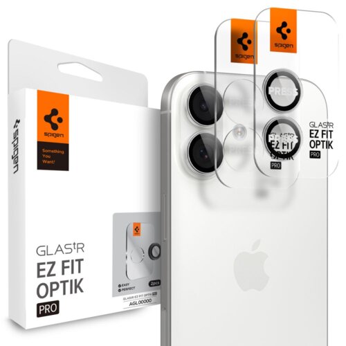 Nakładka na aparat SPIGEN Optik Pro Glas.tR EZ FIT do Apple iPhone 16/16 Plus/17 Srebrny (2 szt.)