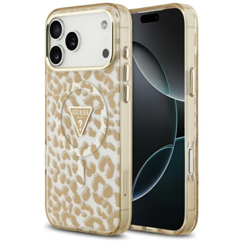 Etui GUESS Leopard Glitter MagSafe do Apple iPhone 17 Pro Max Brązowy