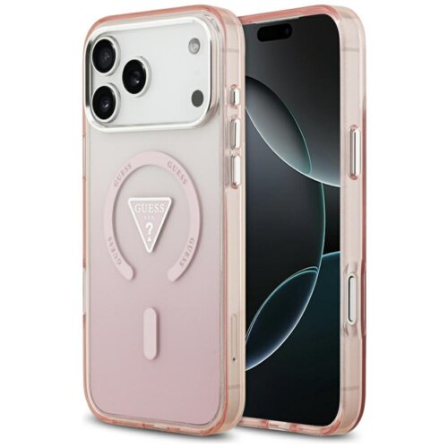 Etui GUESS IML Gradient Triangle Logo MagSafe do Apple iPhone 17 Pro Max Różowy