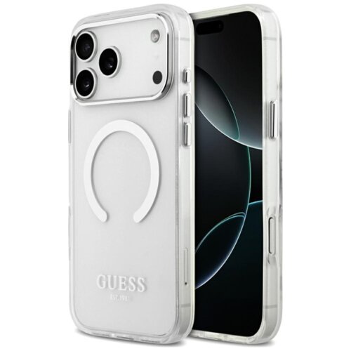 Etui GUESS Metal Outline MagSafe do Apple iPhone 17 Pro Max Srebrny