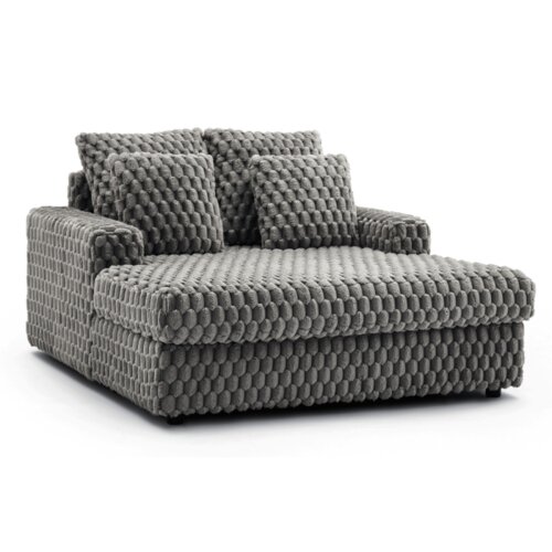 Fotel Wypoczynkowy Kanapa Sofa do Spania Salonu Welur Pluszowy KOBEL Szary