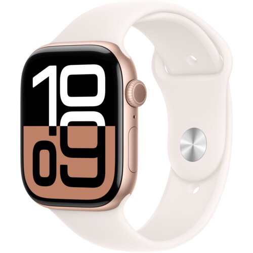 Apple Watch 10 GPS 46mm koperta z aluminium (różowe złoto) + pasek sportowy rozmiar M/L (łagodny róż)