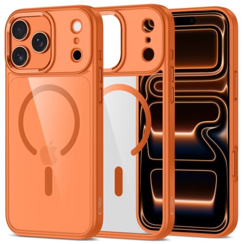 Etui TECH-PROTECT MagMat MagSafe do Apple iPhone 17 Pro Przezroczysto-pomarańczowy