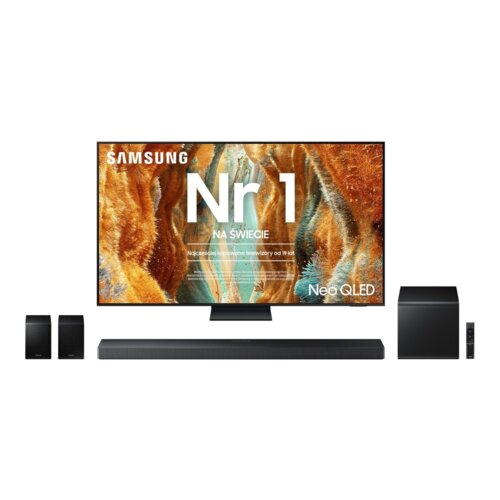 Telewizor SAMSUNG QE65QN77F 65" NEO QLED 4K Mini LED 144Hz Tizen TV HDMI 2.1 + Soundbar SAMSUNG HW-QS750F EN Czarny 5.1.2-kanałowy, Bezprzewodowy Subwoofer, Głośniki Surround, Rotacyjny Design, HDMI eARC