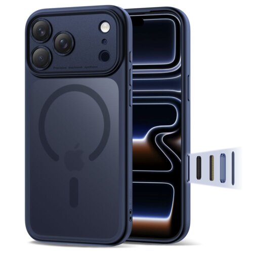 Etui TECH-PROTECT MagPeak MagSafe CC do Apple iPhone 17 Pro Max Granatowy matowy
