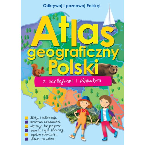 Atlas geograficzny Polski z naklejkami i plakatem