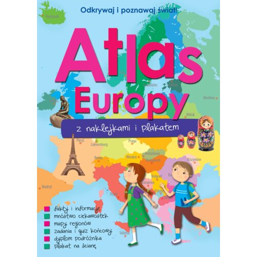 Atlas Europy z naklejkami i plakatem
