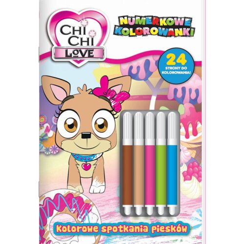 Chi Chi love. Numerkowe kolorowanki. Kolorowe spotkania piesków
