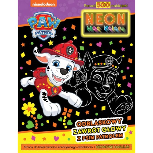 Psi Patrol. Neon. Moc koloru 2. Odblaskowy zaawrót głowy z Psim Patrolem