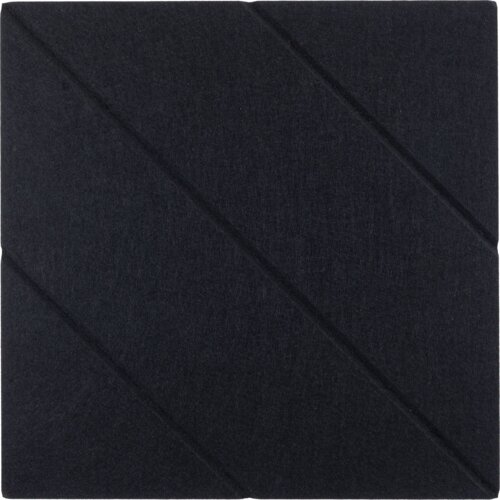 Czarny panel filcowy o wymiarach 40 x 40 cm z widocznymi ukośnymi liniami biegnącymi przez jego powierzchnię. Produkt jest częścią zestawu składającego się z dwóch sztuk.