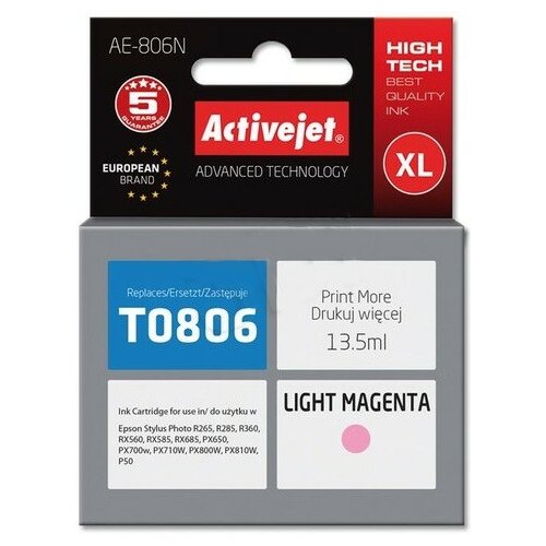 Tusz ACTIVEJET do Epson T0806 Jasny Purpurowy 13.5 ml AE-806N