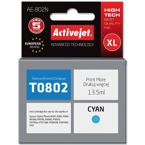Tusz ACTIVEJET do Epson T0802 Błękitny 13.5 ml AE-802N