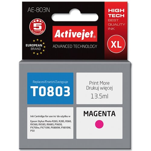Tusz ACTIVEJET do Epson T0803 Purpurowy 13.5 ml AE-803N