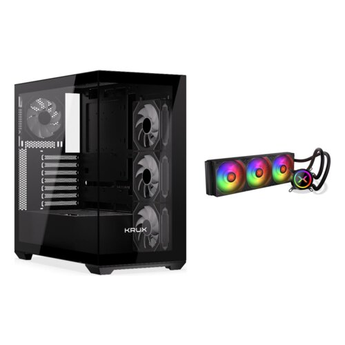 Obudowa KRUX Exo Czarny + Chłodzenie wodne KRUX HydroX 360 ARGB