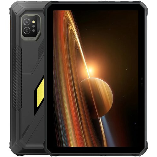 Tablet o solidnej konstrukcji z wyświetlaczem prezentującym obraz planety z pierścieniami na tle kosmosu. Na obudowie widoczny jest napis "AI CAMERA".