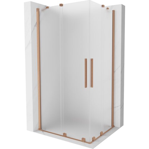 Mexen Velar Duo kabina prysznicowa rozsuwana 90 x 80 cm, szron, miedź szczotkowana - 871-090-080-32-65