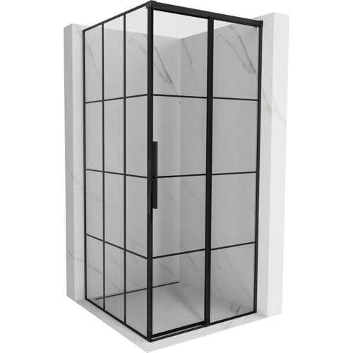 Mexen Rox kabina prysznicowa rozsuwana prawa 100 x 100 cm, czarna kratka, czarna - 8C2-100-100-70-77-P