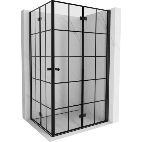 Mexen Mist-F Duo kabina prysznicowa składana prawa 70 x 80 cm, czarna kratka, czarna - 8A6-070L-080P-70-77