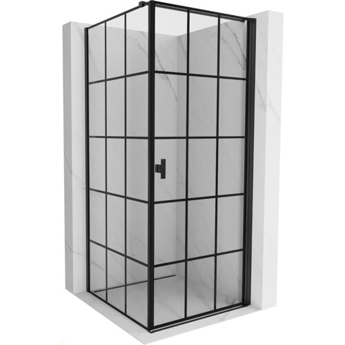 Mexen Mist-B kabina prysznicowa uchylna prawa 100 x 100 cm, czarna kratka, czarna - 8A2T-100-100-70-77-P